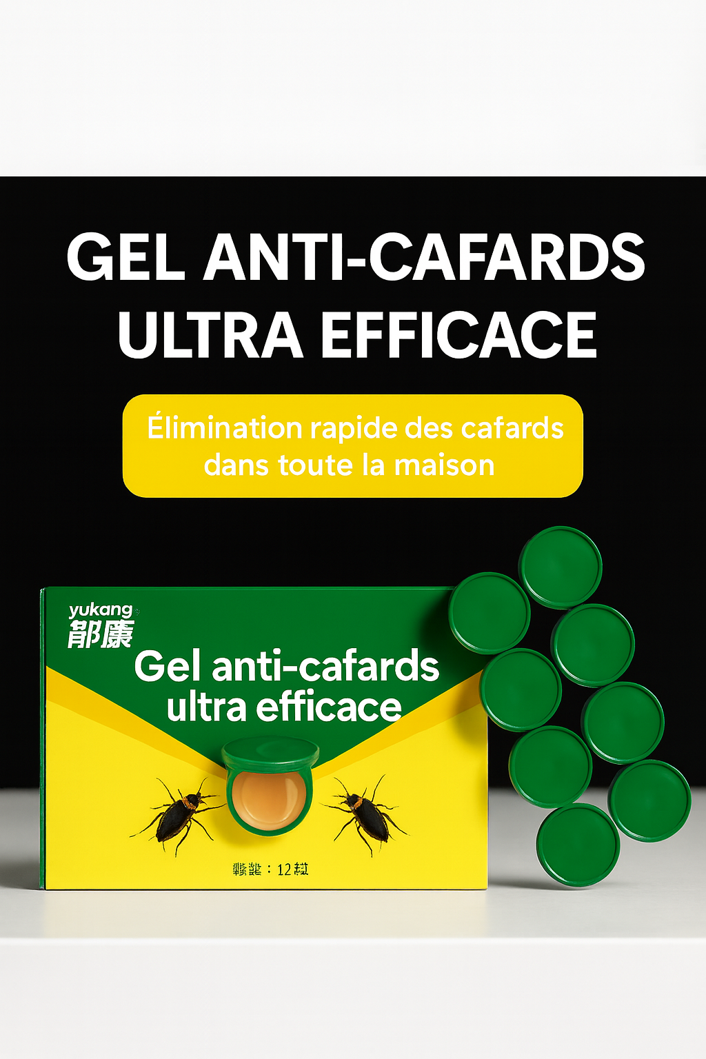 Gel Anti-Cafards Ultra Efficace – Élimination Rapide en 3 à 7 Jours (12 Pastilles)